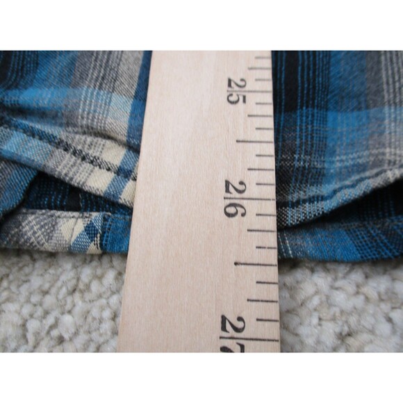 Kuhl Shirt Womens Extra Large XL Blue Gray Plaid Western Pearl Snap Up Top - Picture 11 of 12